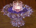 Aurora Pillar Holder, Aurora, and Cottage Light Votive Holder w/ Blue Glass Marbles (17679 bytes)